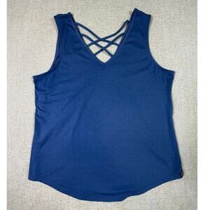 Title Nine Women Large Blue V Neck Tank Athletic Lightweight Summer Top